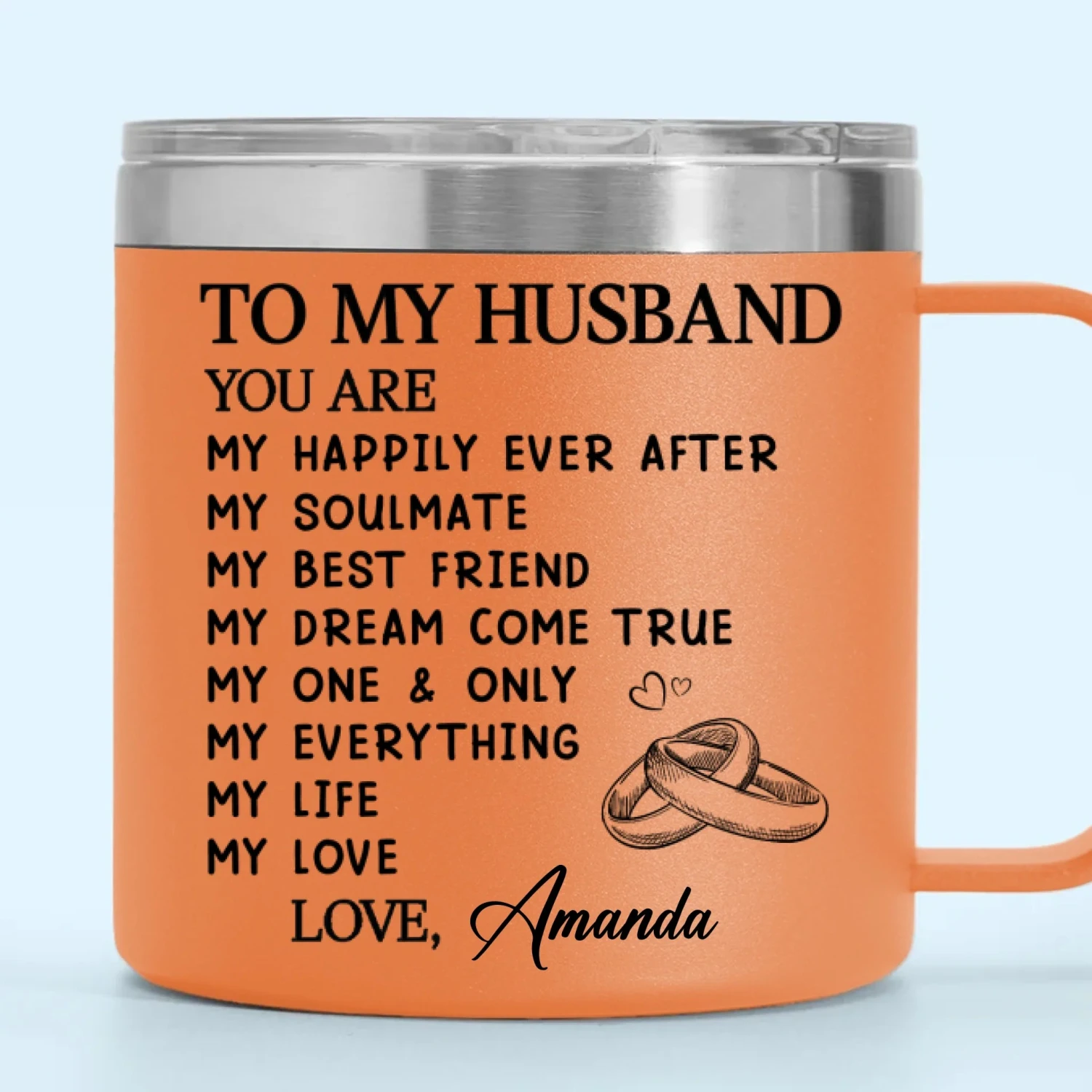 My Soulmate For Life - Couple Personalized Custom 14oz Stainless Steel Tumbler With Handle - Gift For Husband Wife, Anniversary 4 My Soulmate For Life - Couple Personalized Custom 14oz Stainless Steel Tumbler With Handle - Gift For Husband Wife, Anniversary - Image 4