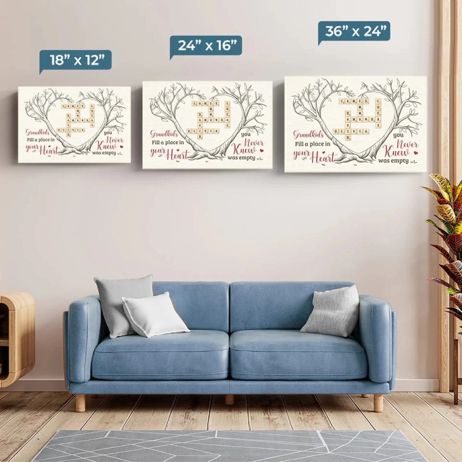 Grandkids Bring Joy To Every Corner Of Your Heart - Family Personalized Custom Horizontal Canvas - Gift For Grandma, Grandpa, Grandkid 6 Grandkids Bring Joy To Every Corner Of Your Heart - Family Personalized Custom Horizontal Canvas - Gift For Grandma, Grandpa, Grandkid - Image 6