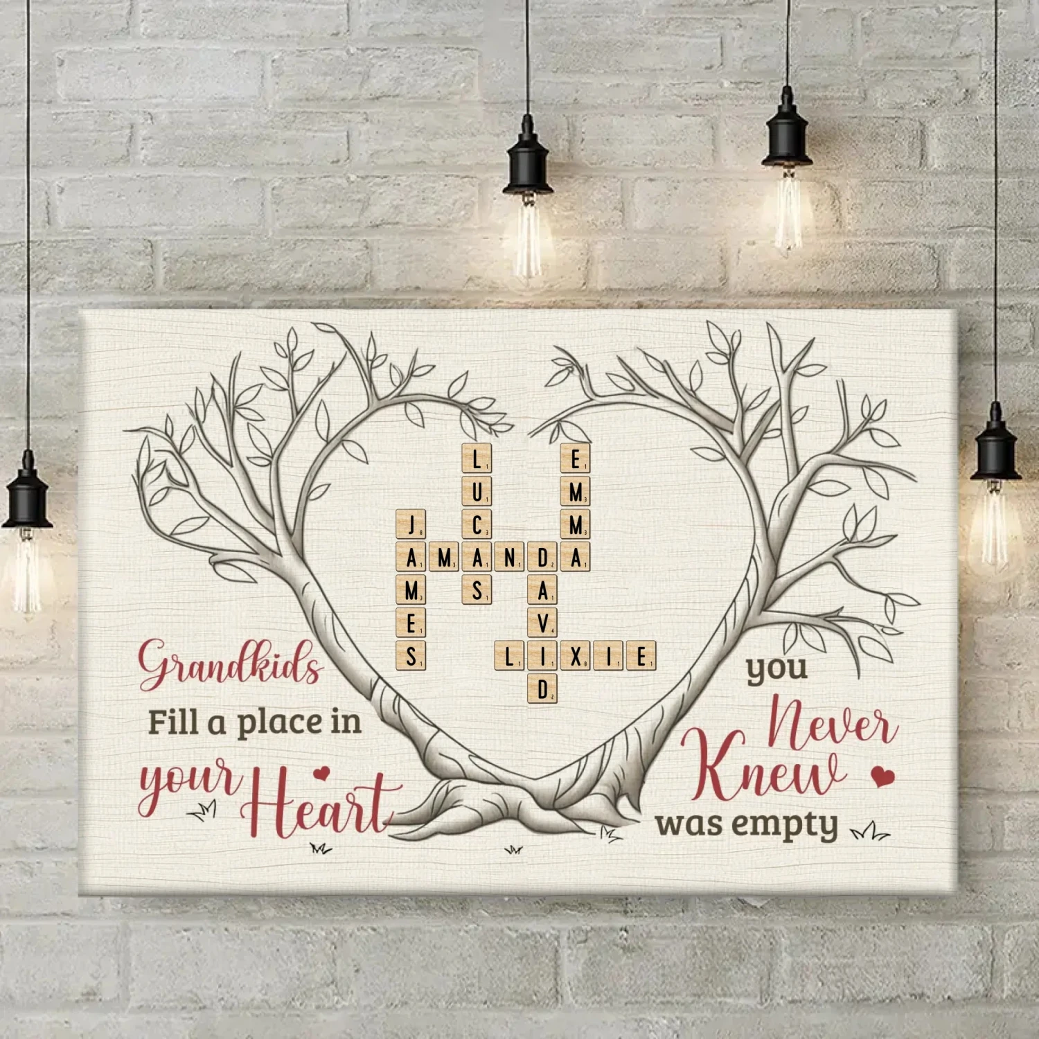 Grandkids Bring Joy To Every Corner Of Your Heart - Family Personalized Custom Horizontal Canvas - Gift For Grandma, Grandpa, Grandkid 2 Grandkids Bring Joy To Every Corner Of Your Heart - Family Personalized Custom Horizontal Canvas - Gift For Grandma, Grandpa, Grandkid - Image 2