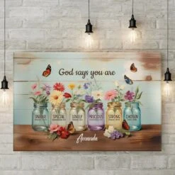 God Says You Are - Family Personalized Custom Horizontal Canvas - Gift For Yourself, Best Friends, Siblings, Family Members -Pawfect House Store 678e3717a1380