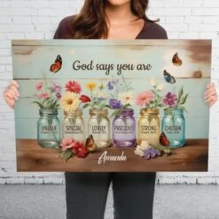 God Says You Are - Family Personalized Custom Horizontal Canvas - Gift For Yourself, Best Friends, Siblings, Family Members -Pawfect House Store 678e371ee0c29