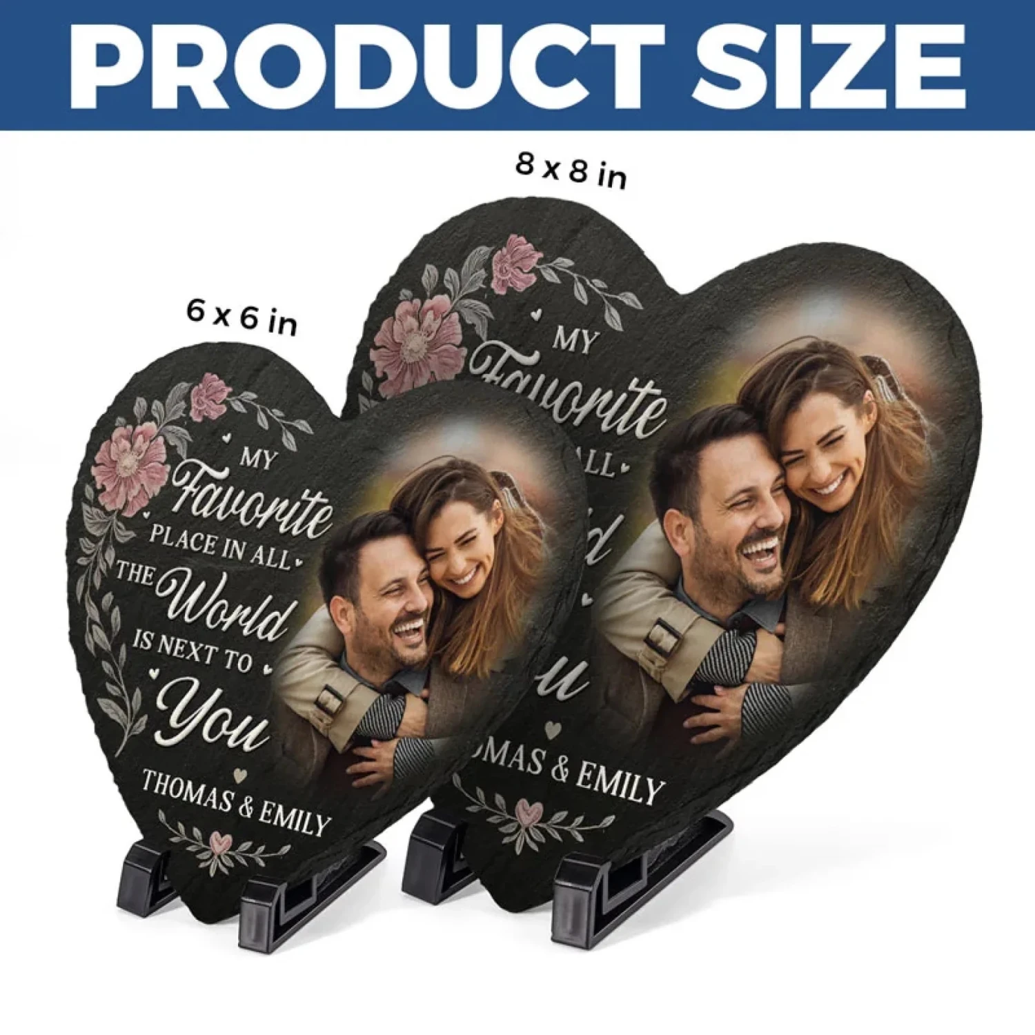 Custom Photo Together Is My Favorite Place To Be - Couple Personalized Custom Heart Shaped Stone With Stand - Gift For Husband Wife, Anniversary 5 Custom Photo Together Is My Favorite Place To Be - Couple Personalized Custom Heart Shaped Stone With Stand - Gift For Husband Wife, Anniversary - Image 5