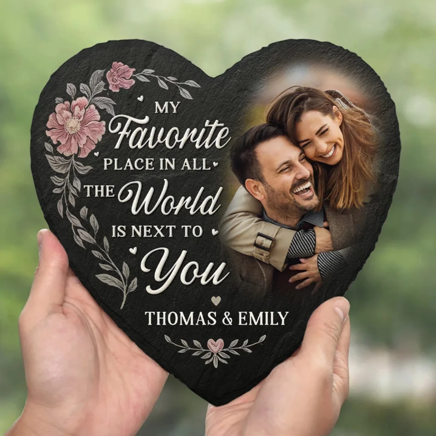 Custom Photo Together Is My Favorite Place To Be - Couple Personalized Custom Heart Shaped Stone With Stand - Gift For Husband Wife, Anniversary 4 Custom Photo Together Is My Favorite Place To Be - Couple Personalized Custom Heart Shaped Stone With Stand - Gift For Husband Wife, Anniversary - Image 4