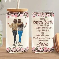 An Unbreakable Bond - Bestie Personalized Custom Glass Cup, Iced Coffee Cup - Gift For Best Friends, BFF, Sisters