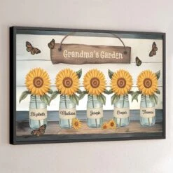 Happiness Is Blooming In Grandma’s Garden - Family Personalized Custom Horizontal Poster - Gift For Mom, Grandma