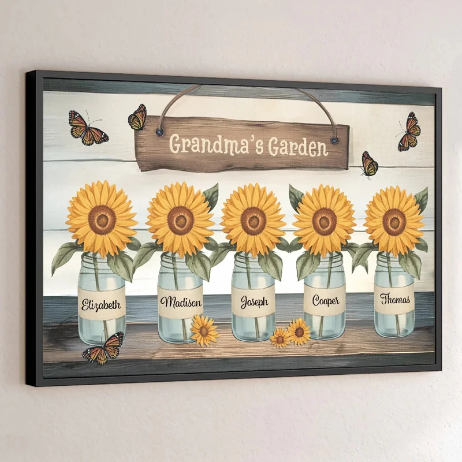 Happiness Is Blooming In Grandma’s Garden - Family Personalized Custom Horizontal Poster - Gift For Mom, Grandma 1 Happiness Is Blooming In Grandma’s Garden - Family Personalized Custom Horizontal Poster - Gift For Mom, Grandma