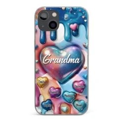 The Love For Grandkids Fills Your Heart Endlessly - Family Personalized Custom 3D Inflated Effect Printed Clear Phone Case - Gift For Mom, Grandma