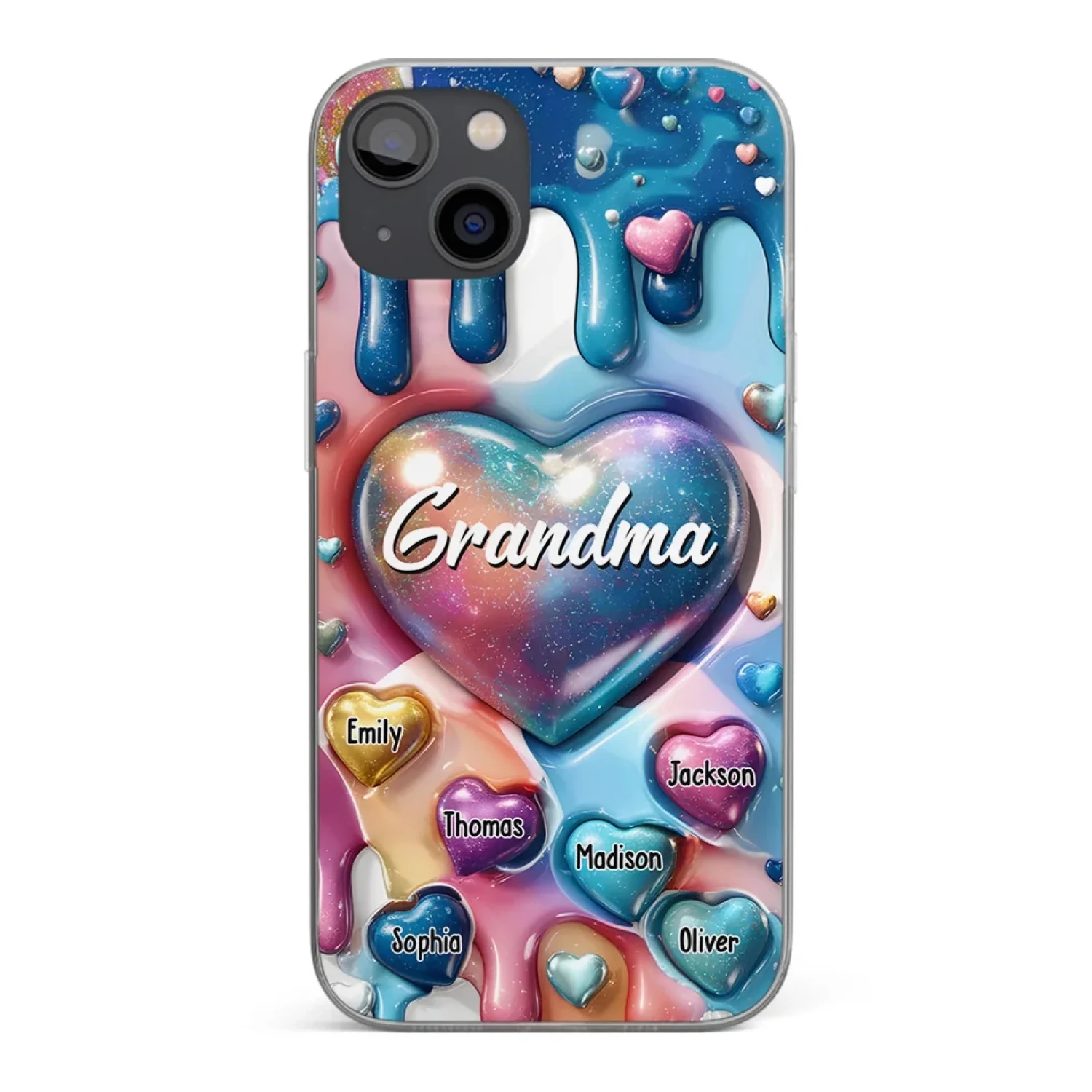 The Love For Grandkids Fills Your Heart Endlessly - Family Personalized Custom 3D Inflated Effect Printed Clear Phone Case - Gift For Mom, Grandma 1 The Love For Grandkids Fills Your Heart Endlessly - Family Personalized Custom 3D Inflated Effect Printed Clear Phone Case - Gift For Mom, Grandma