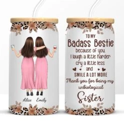 Sisters Make The Best Of Friends - Bestie Personalized Custom Glass Cup, Iced Coffee Cup - Gift For Best Friends, BFF, Sister 11 Sisters Make The Best Of Friends - Bestie Personalized Custom Glass Cup, Iced Coffee Cup - Gift For Best Friends, BFF, Sister -Pawfect House Store 679067b830caa