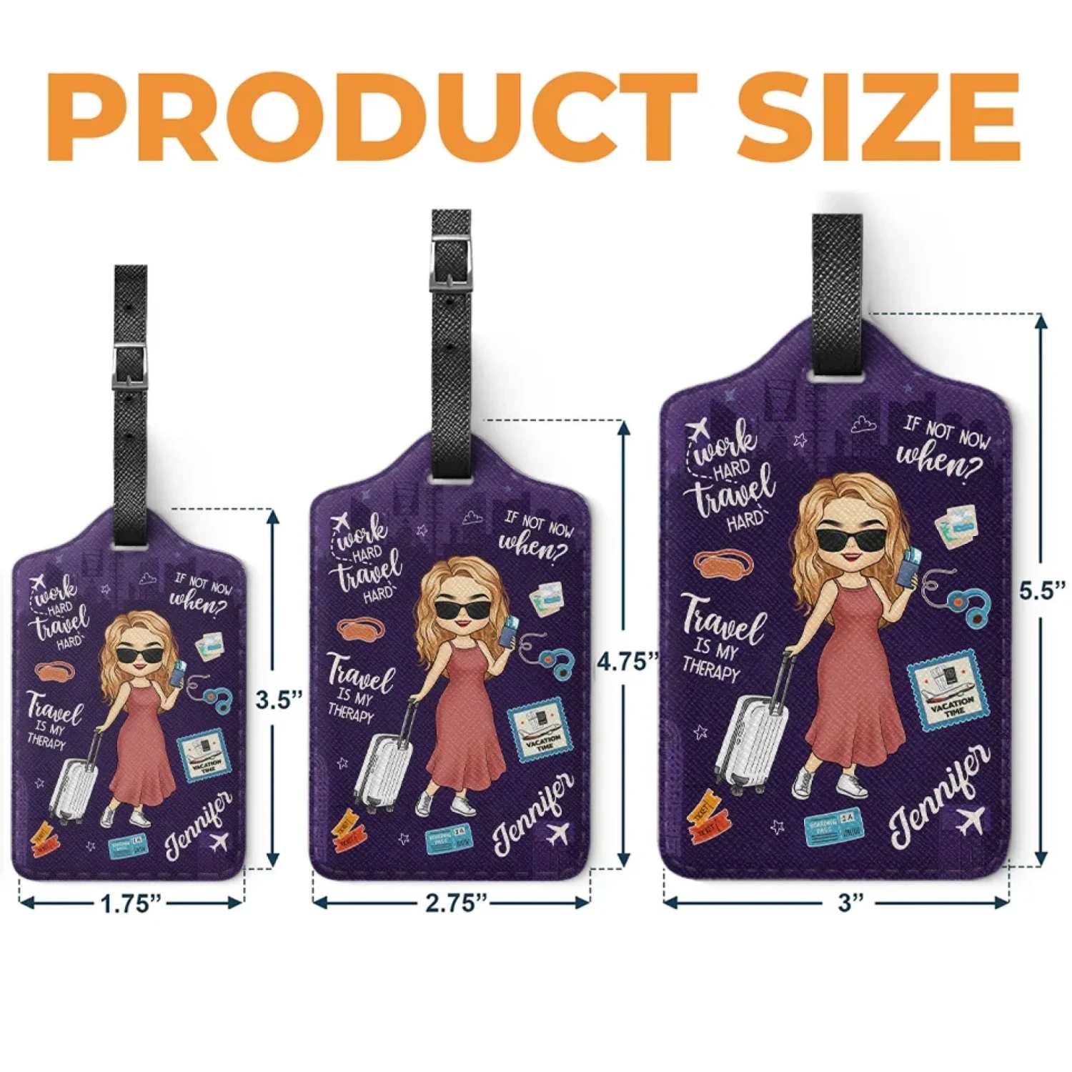 Work Hard, Travel Harder - Travel Personalized Custom Luggage Tag - Holiday Vacation Gift, Gift For Adventure Travel Lovers 5 Work Hard, Travel Harder - Travel Personalized Custom Luggage Tag - Holiday Vacation Gift, Gift For Adventure Travel Lovers - Image 5