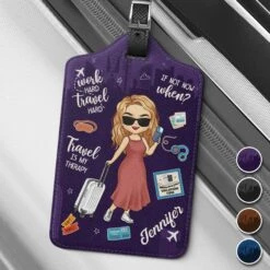 Work Hard, Travel Harder - Travel Personalized Custom Luggage Tag - Holiday Vacation Gift, Gift For Adventure Travel Lovers
