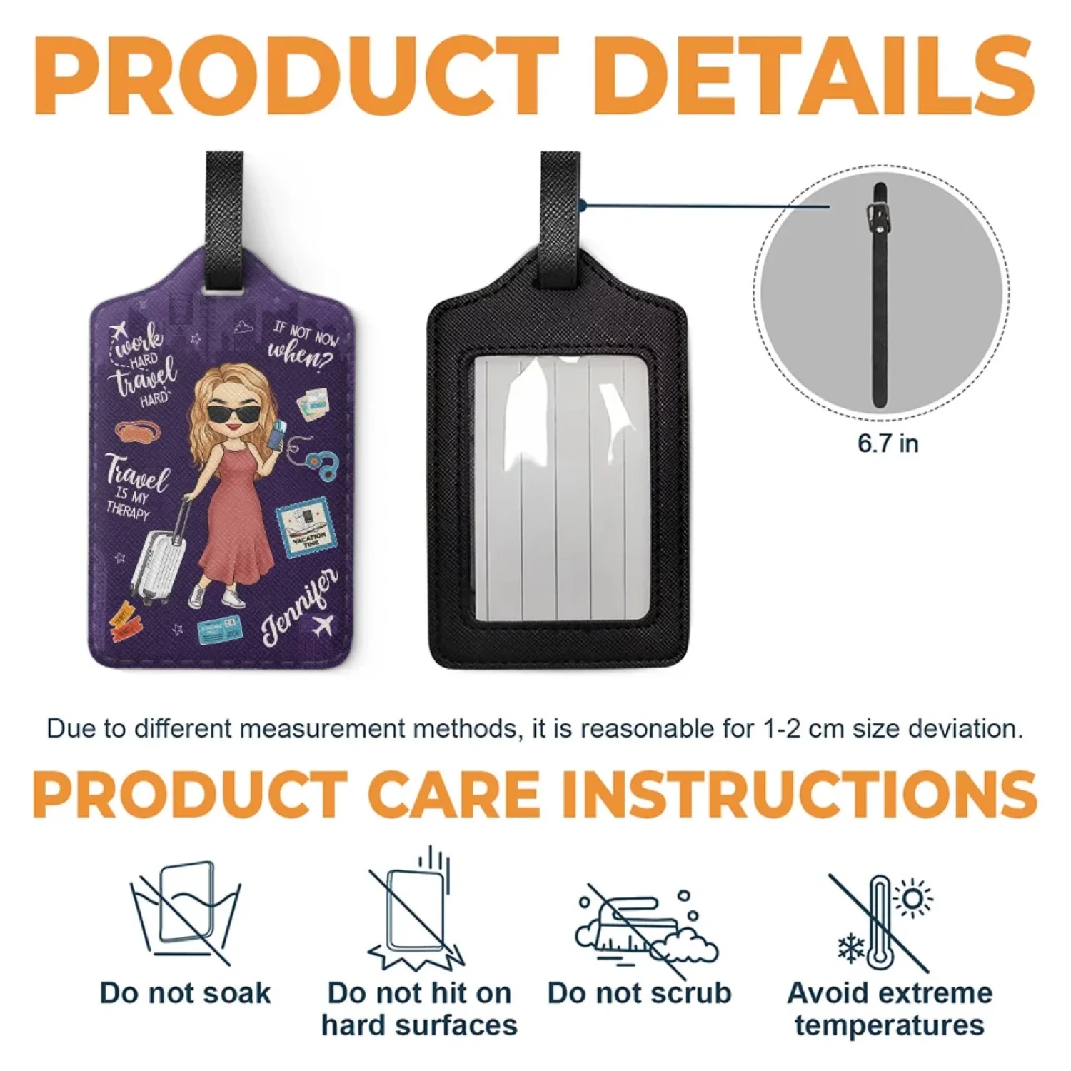 Work Hard, Travel Harder - Travel Personalized Custom Luggage Tag - Holiday Vacation Gift, Gift For Adventure Travel Lovers 4 Work Hard, Travel Harder - Travel Personalized Custom Luggage Tag - Holiday Vacation Gift, Gift For Adventure Travel Lovers - Image 4