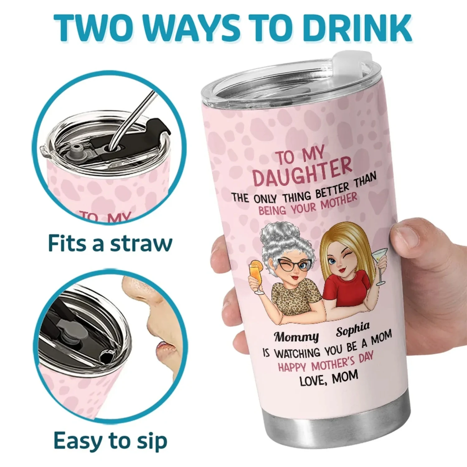 Watching You Be A Mom Is A Joy Beyond Words - Family Personalized Custom Tumbler - Gift For Mom, Daughter 4 Watching You Be A Mom Is A Joy Beyond Words - Family Personalized Custom Tumbler - Gift For Mom, Daughter - Image 4