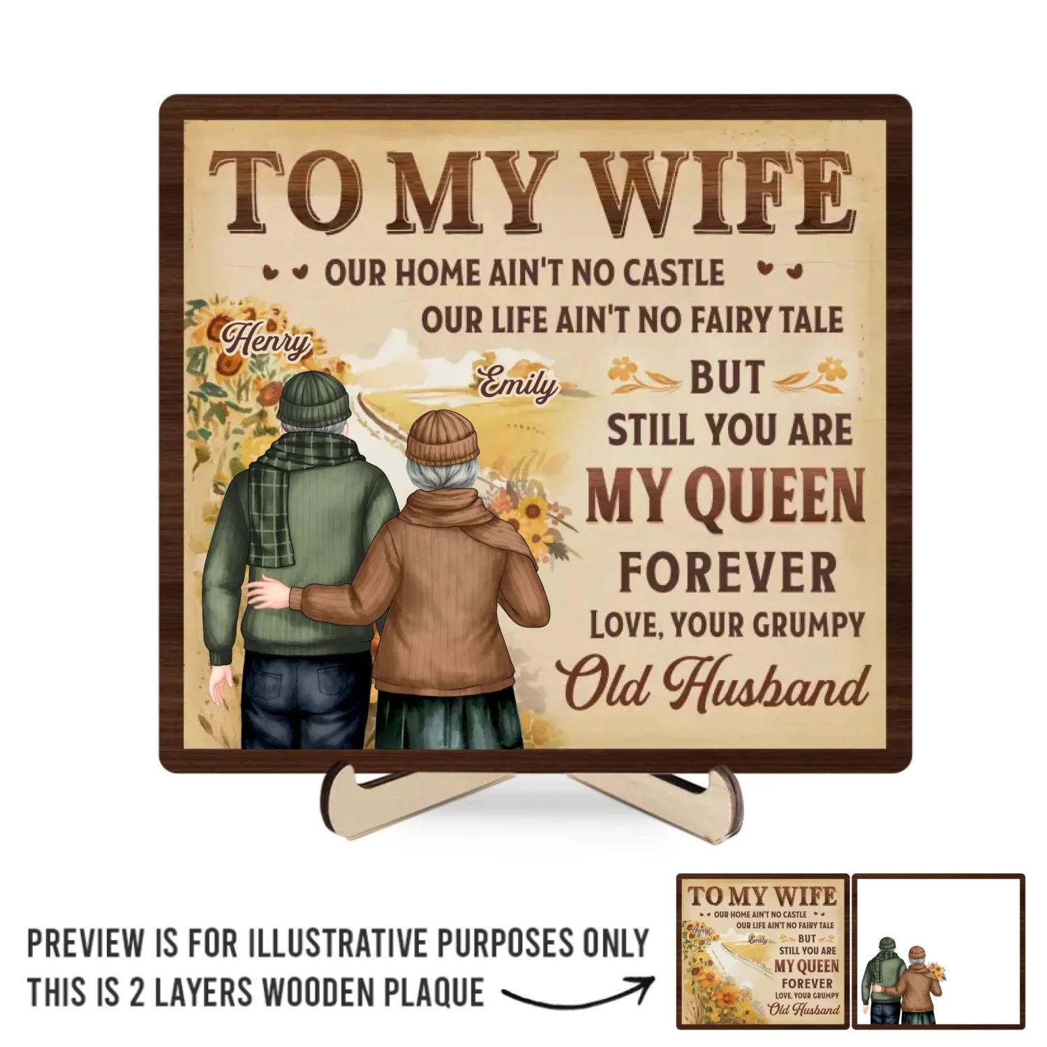 You Are My Home - Couple Personalized Custom 2-Layered Wooden Plaque With Stand - Gift For Husband Wife, Anniversary 2 You Are My Home - Couple Personalized Custom 2-Layered Wooden Plaque With Stand - Gift For Husband Wife, Anniversary - Image 2