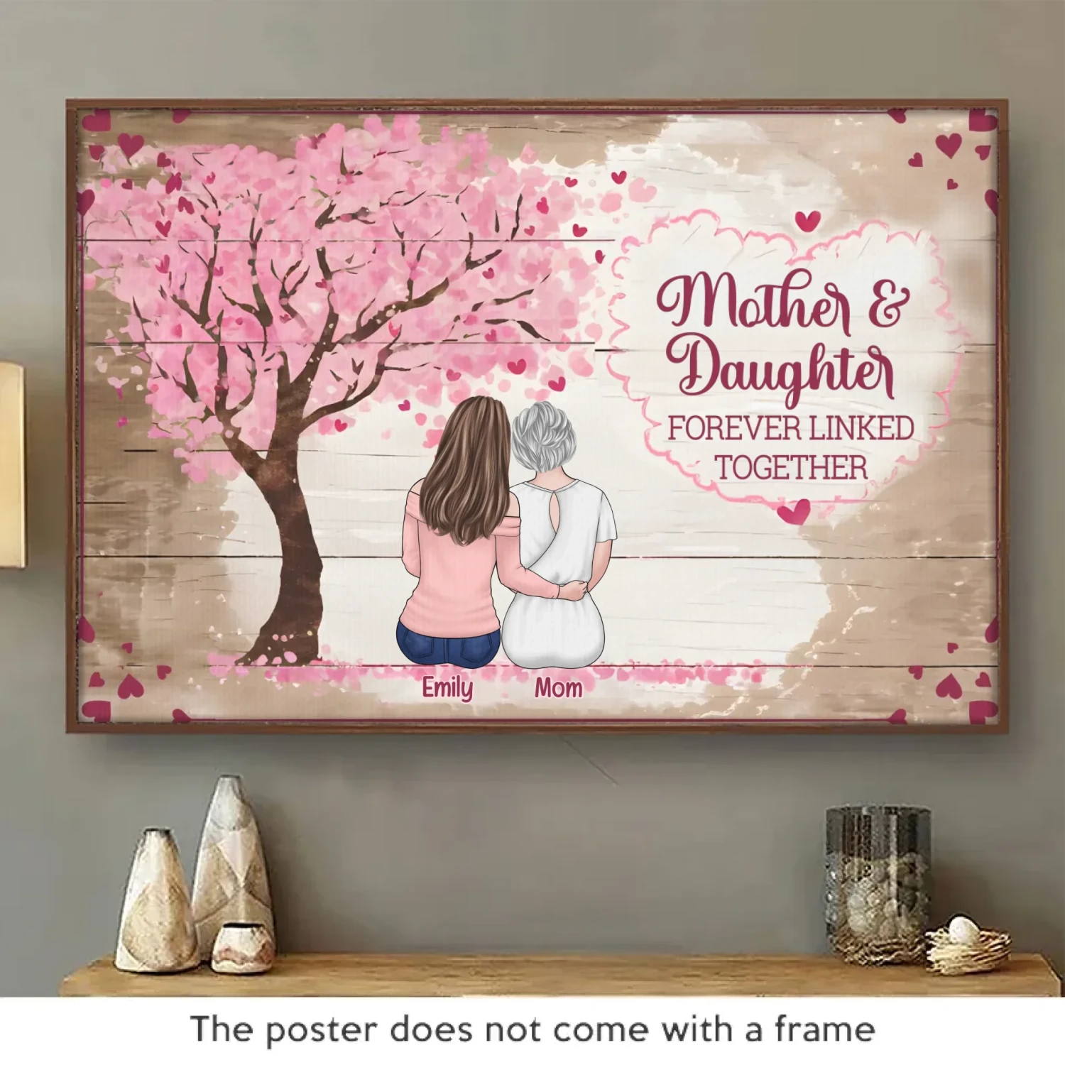 Linked By Love, Forever And Always - Family Personalized Custom Horizontal Poster - Gift For Mom 2 Linked By Love, Forever And Always - Family Personalized Custom Horizontal Poster - Gift For Mom - Image 2