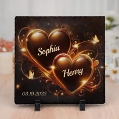 Our Love Is Timeless - Couple Personalized Custom Square Shaped Stone With Stand - Gift For Husband Wife, Anniversary