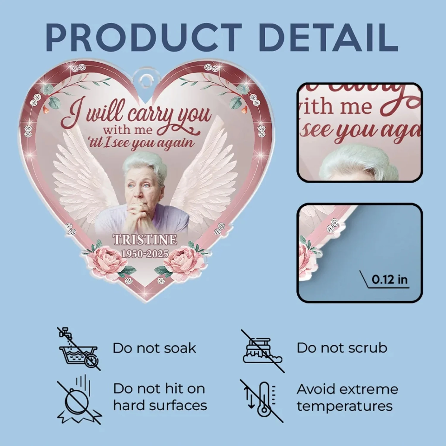 Custom Photo Rest In Peace, Dear Soul - Memorial Personalized Custom Car Ornament - Acrylic Custom Shaped - Sympathy Gift For Family Members 5 Custom Photo Rest In Peace, Dear Soul - Memorial Personalized Custom Car Ornament - Acrylic Custom Shaped - Sympathy Gift For Family Members - Image 5