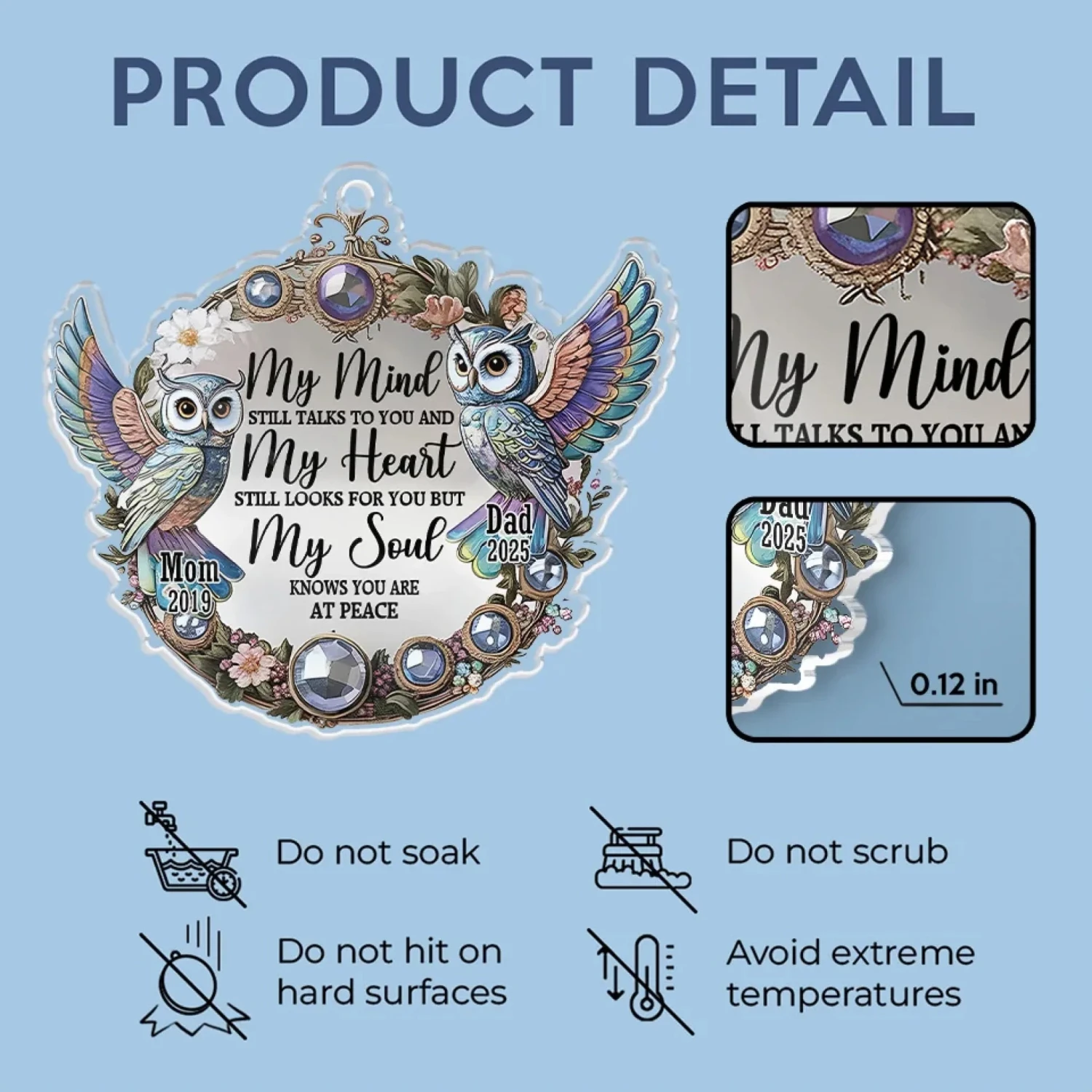 Cherished Memories Live Forever - Memorial Personalized Custom Car Ornament - Acrylic Custom Shaped - Sympathy Gift For Family Members 5 Cherished Memories Live Forever - Memorial Personalized Custom Car Ornament - Acrylic Custom Shaped - Sympathy Gift For Family Members - Image 5