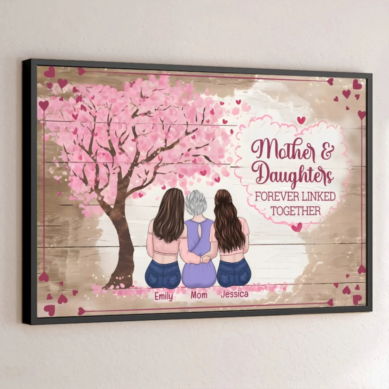 Linked By Love, Forever And Always - Family Personalized Custom Horizontal Poster - Gift For Mom 1 Linked By Love, Forever And Always - Family Personalized Custom Horizontal Poster - Gift For Mom