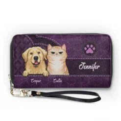 Pets Bring Us Closer - Dog & Cat Personalized Custom Leather Long Wallet - Gift For Pet Owners, Pet Lovers