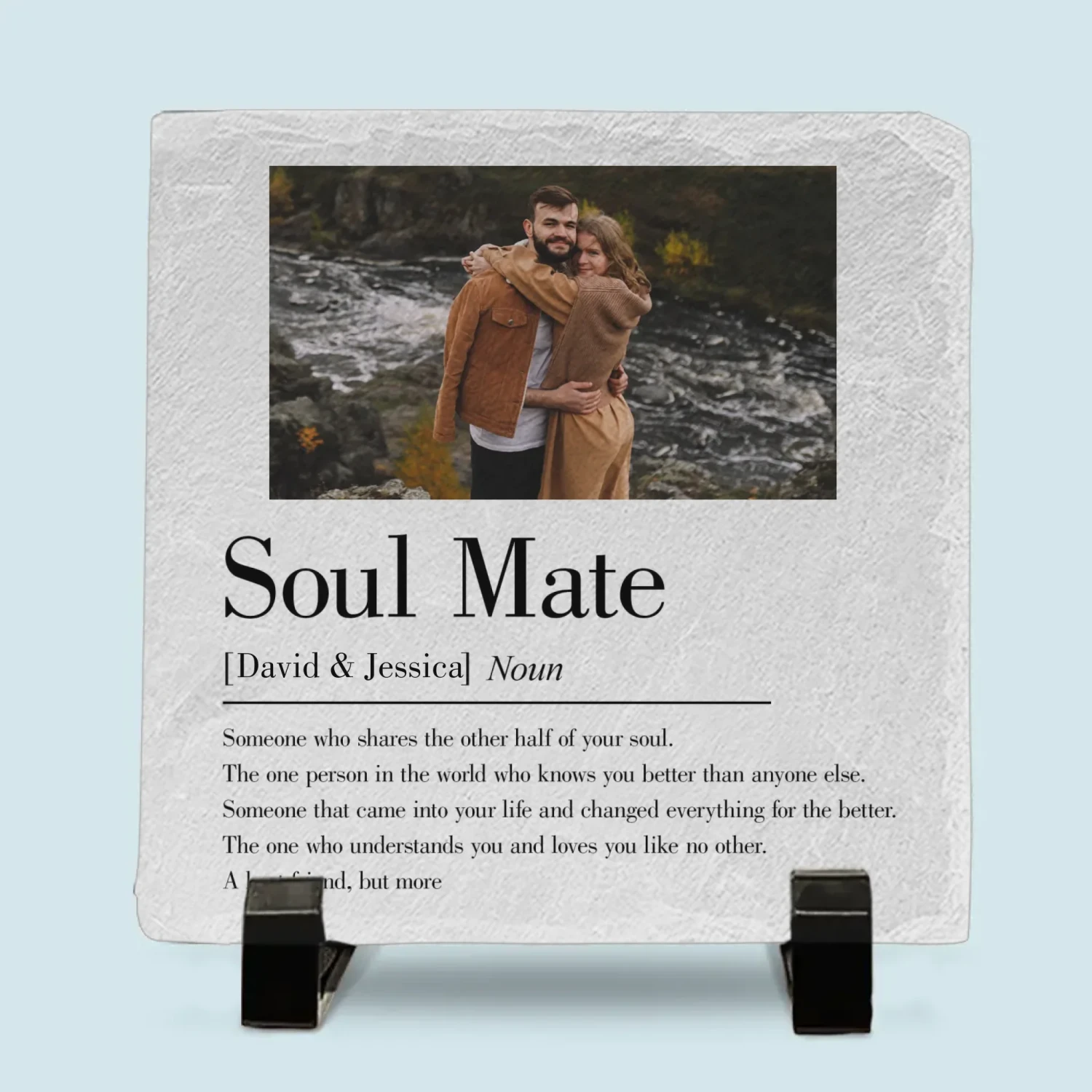 Custom Photo Forever Starts Here - Couple Personalized Custom Square Shaped Stone With Stand - Gift For Husband Wife, Anniversary 2 Custom Photo Forever Starts Here - Couple Personalized Custom Square Shaped Stone With Stand - Gift For Husband Wife, Anniversary - Image 2