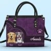Paws And Hearts Unite - Dog & Cat Personalized Custom Leather Handbag - Gift For Pet Owners, Pet Lovers