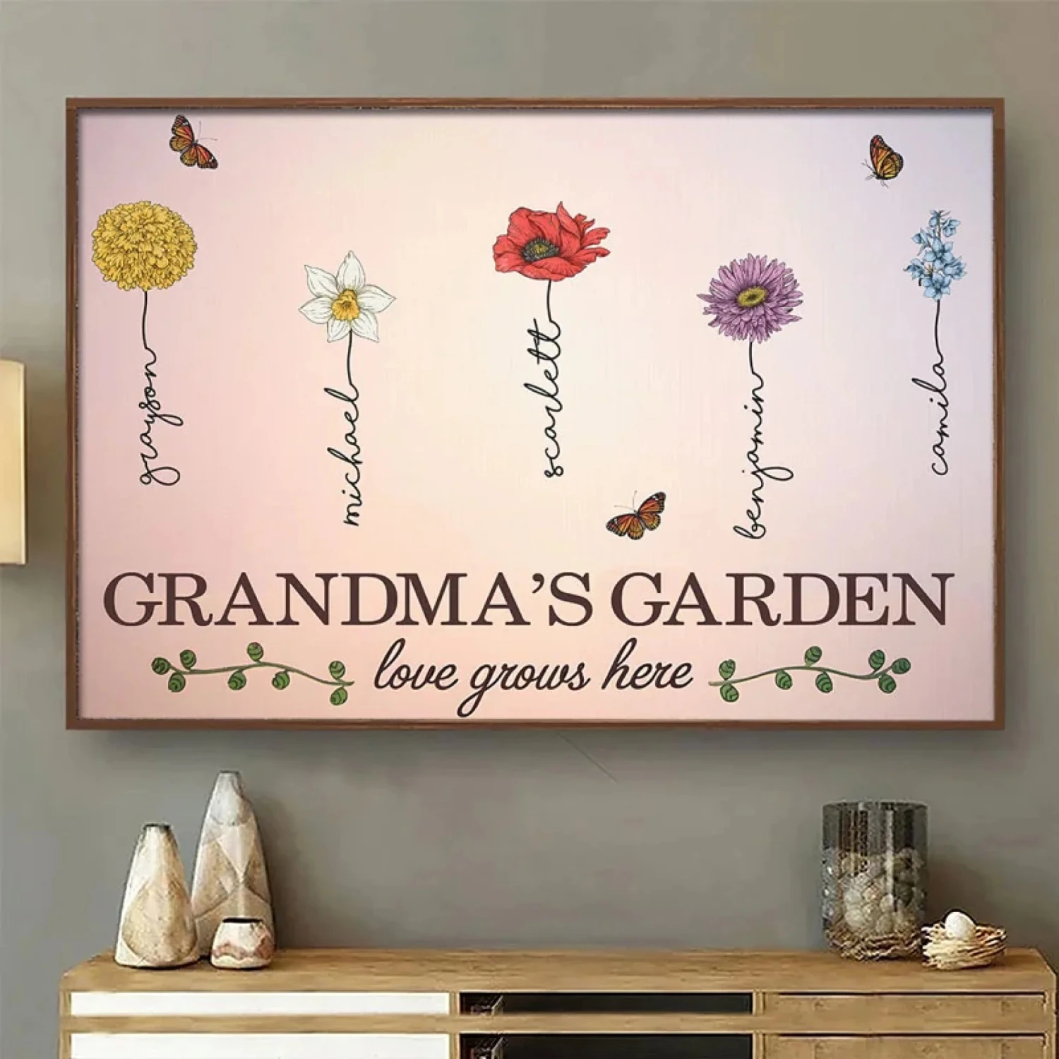When Love Grows Here - Family Personalized Custom Horizontal Poster - Gift For Mom, Grandma 3 When Love Grows Here - Family Personalized Custom Horizontal Poster - Gift For Mom, Grandma - Image 3