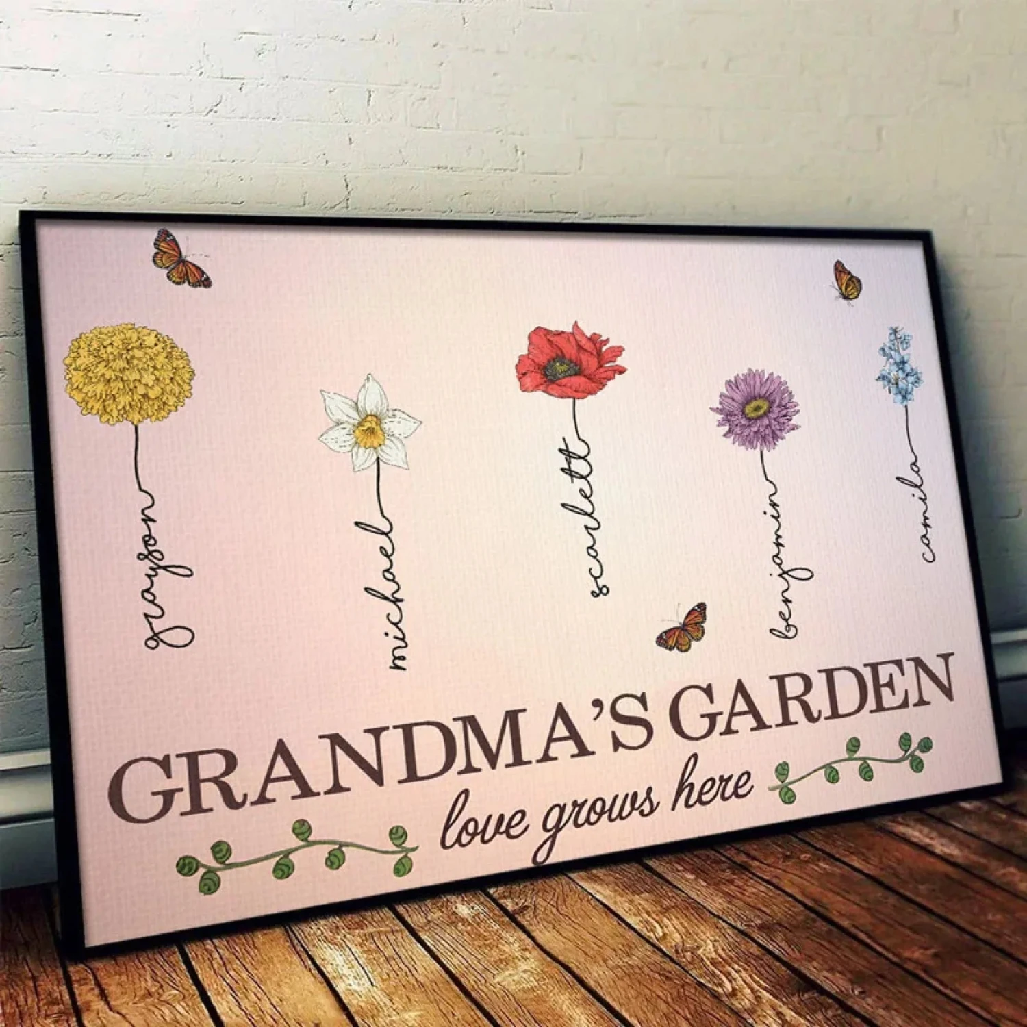 When Love Grows Here - Family Personalized Custom Horizontal Poster - Gift For Mom, Grandma 4 When Love Grows Here - Family Personalized Custom Horizontal Poster - Gift For Mom, Grandma - Image 4