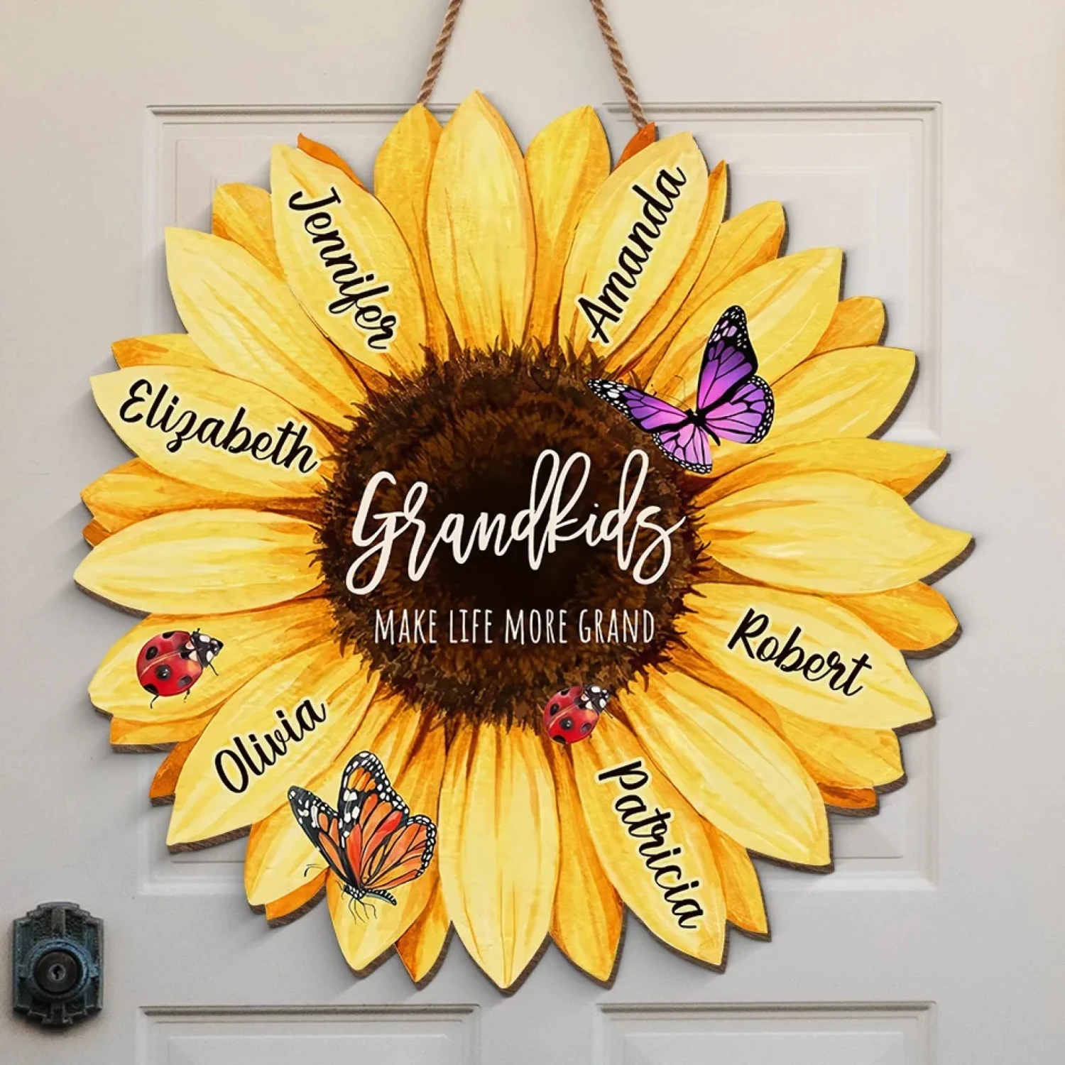 Love Grows Grander With Grandchildren - Family Personalized Custom Shaped Home Decor Wood Sign - House Warming Gift For Mom, Grandma 1 Love Grows Grander With Grandchildren - Family Personalized Custom Shaped Home Decor Wood Sign - House Warming Gift For Mom, Grandma