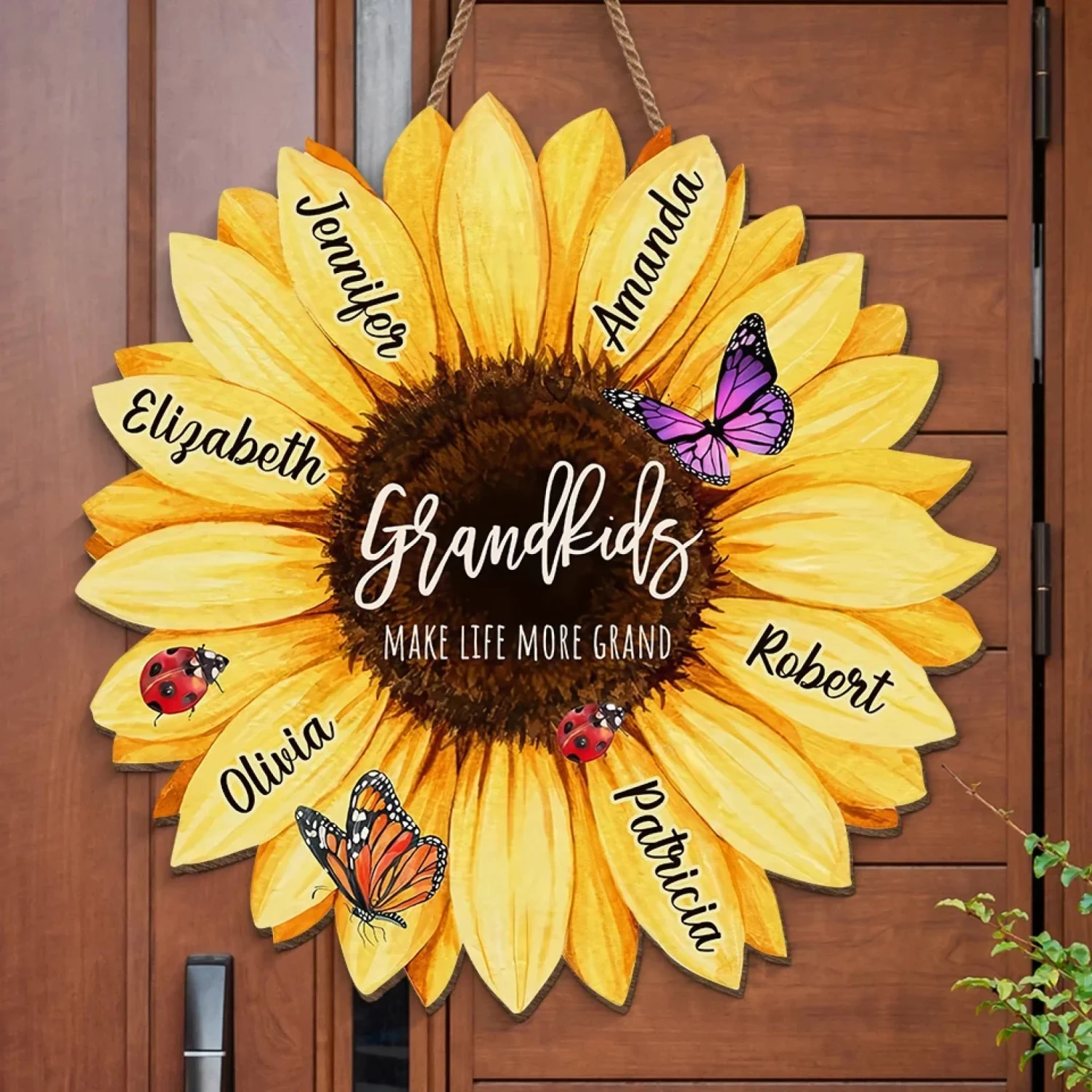Love Grows Grander With Grandchildren - Family Personalized Custom Shaped Home Decor Wood Sign - House Warming Gift For Mom, Grandma 3 Love Grows Grander With Grandchildren - Family Personalized Custom Shaped Home Decor Wood Sign - House Warming Gift For Mom, Grandma - Image 3
