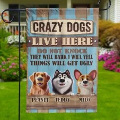 Funny Crazy Dogs Live Here - Dog Personalized Custom Flag - Gift For Pet Owners, Pet Lovers -Pawfect House Store 67930c237f0a7
