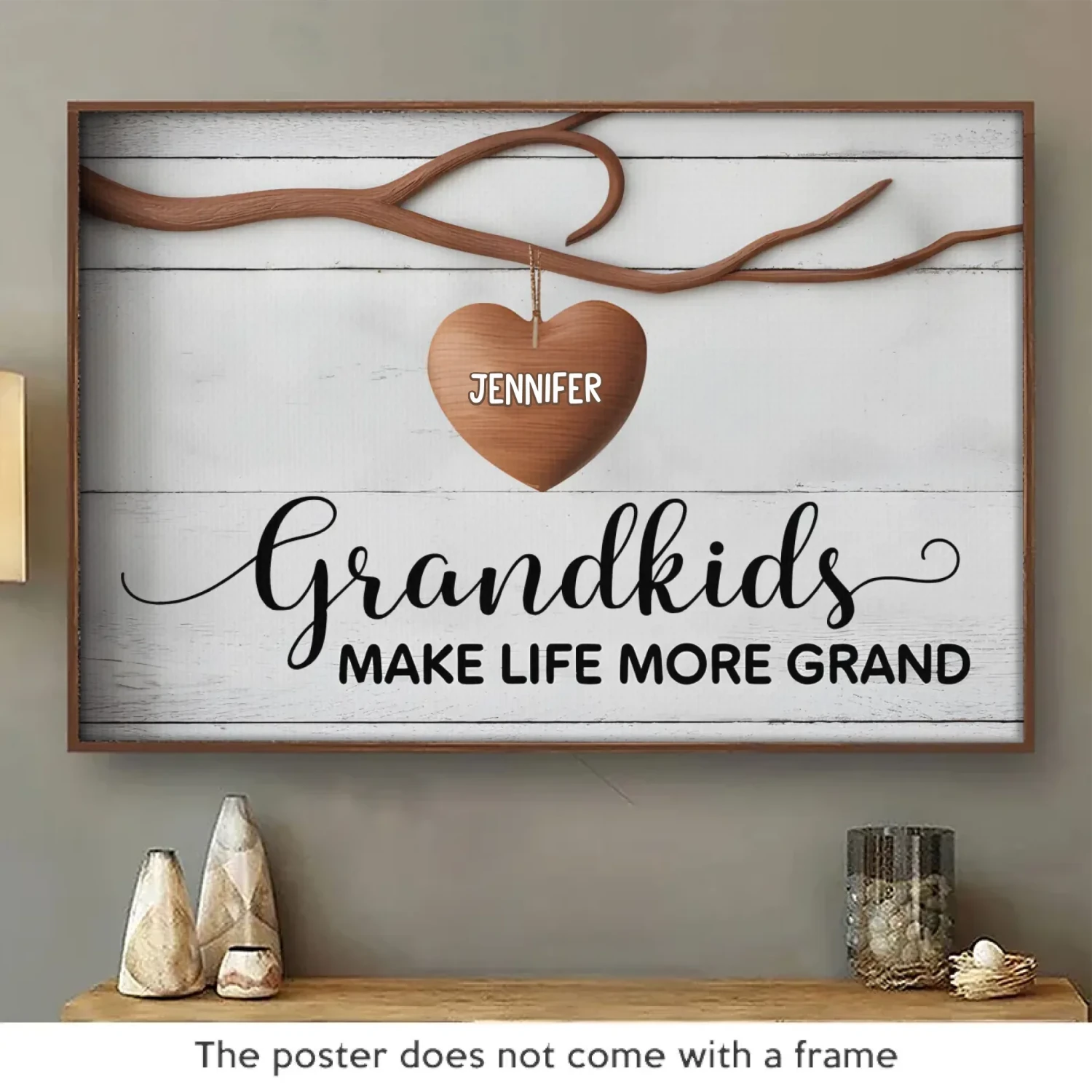 Grandkids Are The Heart Of A Family - Family Personalized Custom Horizontal Poster - Gift For Mom, Grandma 2 Grandkids Are The Heart Of A Family - Family Personalized Custom Horizontal Poster - Gift For Mom, Grandma - Image 2