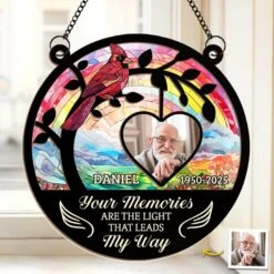 Custom Photo Your Memories Are The Light - Memorial Personalized Window Hanging Suncatcher Ornament - Sympathy Gift For Family Members