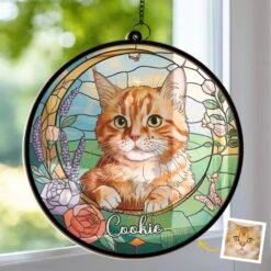 Custom Photo Love You Forever - Memorial Personalized Window Hanging Suncatcher Ornament - Sympathy Gift For Pet Owners, Pet Lovers