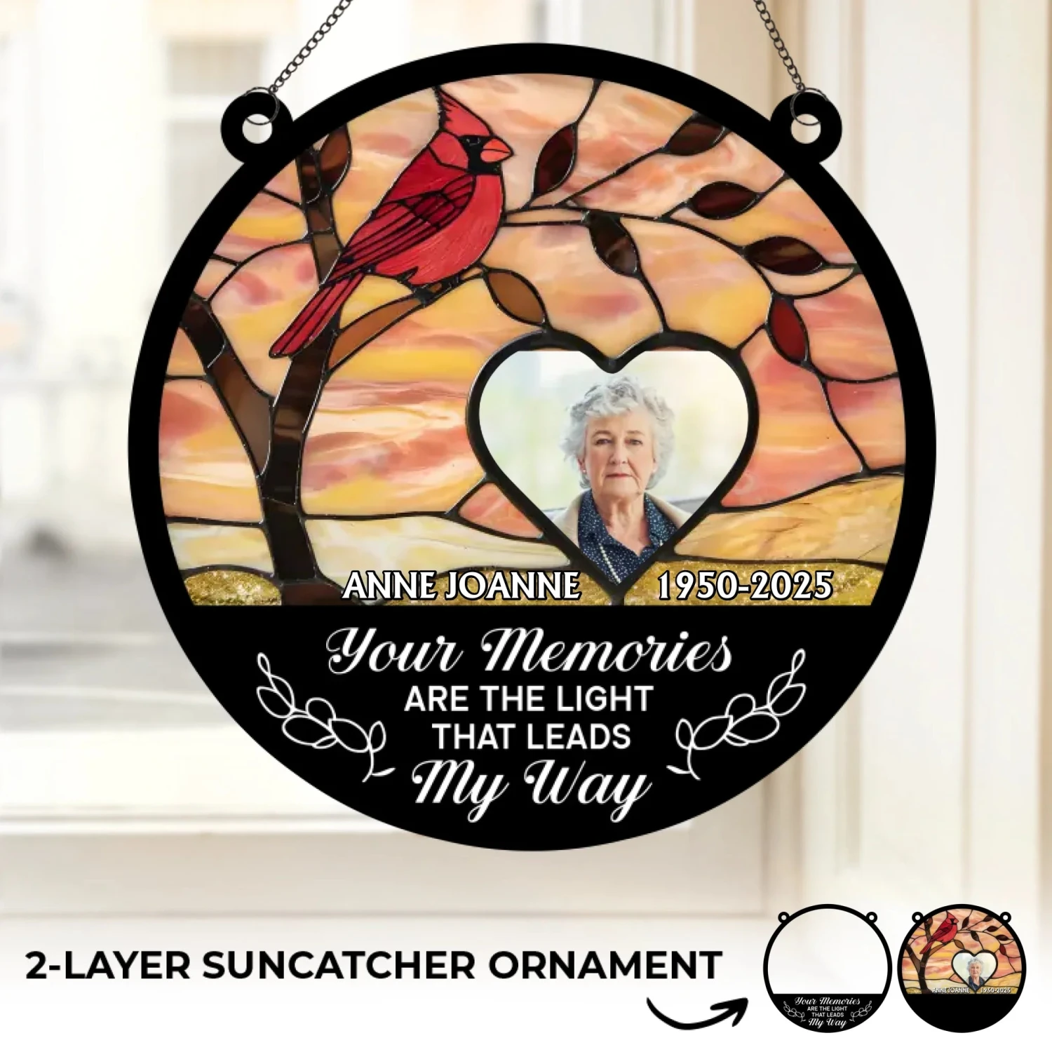 Custom Photo Celebrate Memories That Shine Brightly - Memorial Personalized Window Hanging Suncatcher Ornament - Sympathy Gift For Family Members 2 Custom Photo Celebrate Memories That Shine Brightly - Memorial Personalized Window Hanging Suncatcher Ornament - Sympathy Gift For Family Members - Image 2