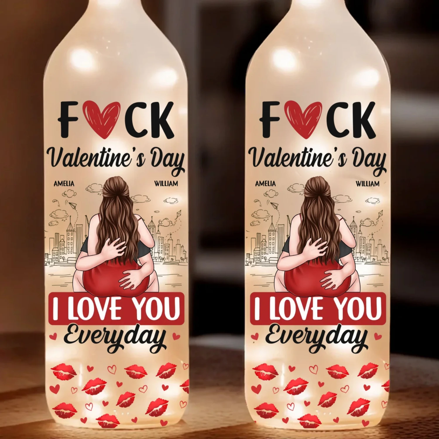 Forget Valentine's Day, I Love You Every Day - Couple Personalized Custom Bottle Lamp - Valentine Gift For Husband Wife, Anniversary 2 Forget Valentine's Day, I Love You Every Day - Couple Personalized Custom Bottle Lamp - Valentine Gift For Husband Wife, Anniversary - Image 2