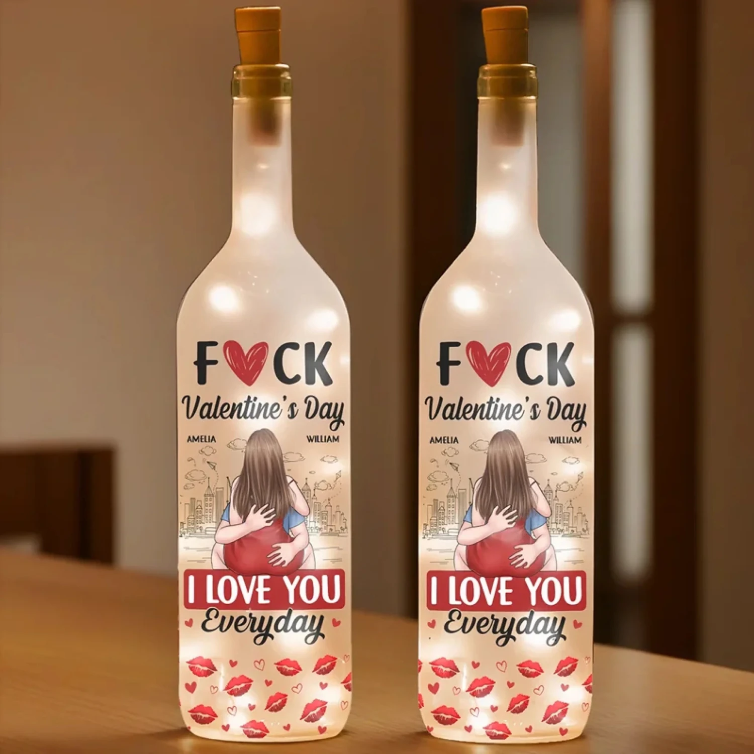 Forget Valentine's Day, I Love You Every Day - Couple Personalized Custom Bottle Lamp - Valentine Gift For Husband Wife, Anniversary 3 Forget Valentine's Day, I Love You Every Day - Couple Personalized Custom Bottle Lamp - Valentine Gift For Husband Wife, Anniversary - Image 3