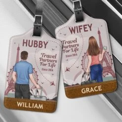 Husband And Wife Travel Partners For Life - Travel Personalized Custom Combo 2 Luggage Tags - Holiday Vacation Gift, Gift For Adventure Travel Lovers, Husband Wife, Anniversary