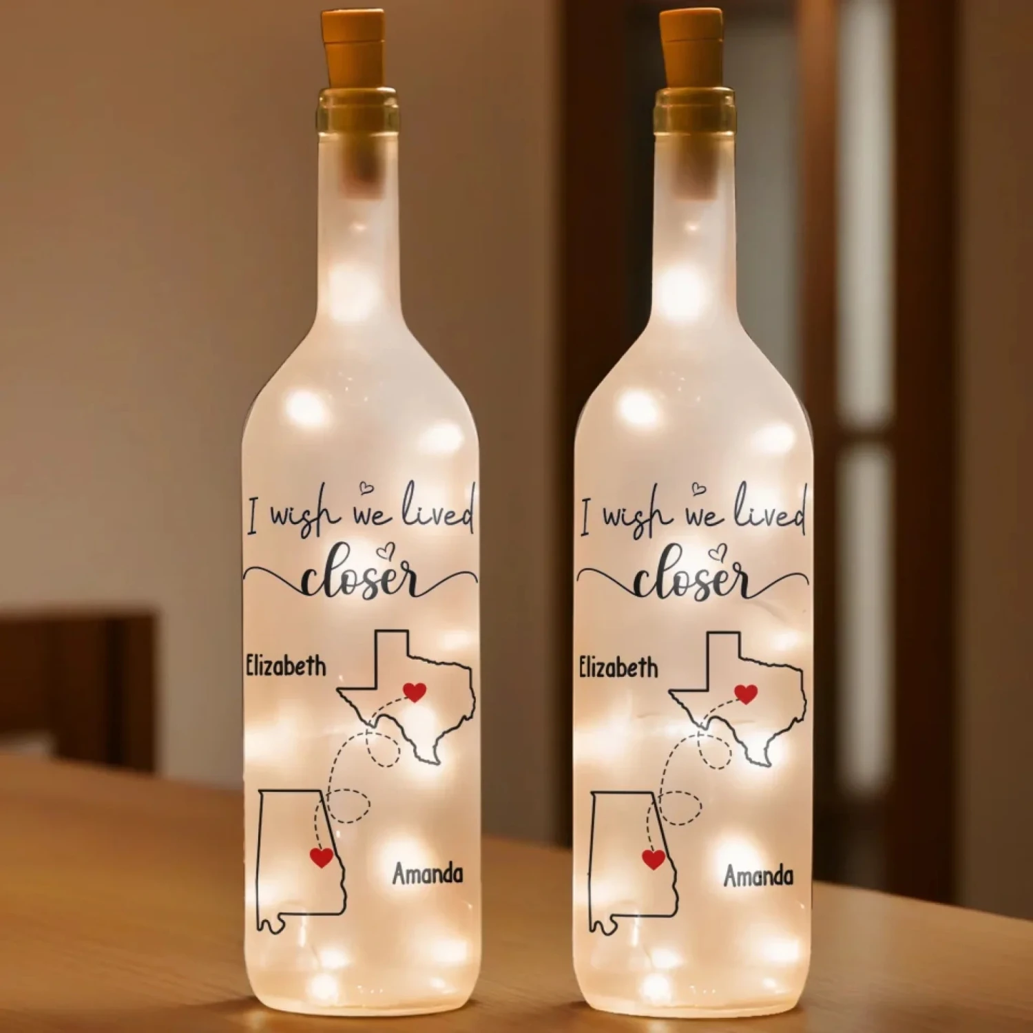 I Wish We Lived Closer - Bestie Personalized Custom Bottle Lamp - Gift For Best Friends, BFF, Sisters 3 I Wish We Lived Closer - Bestie Personalized Custom Bottle Lamp - Gift For Best Friends, BFF, Sisters - Image 3