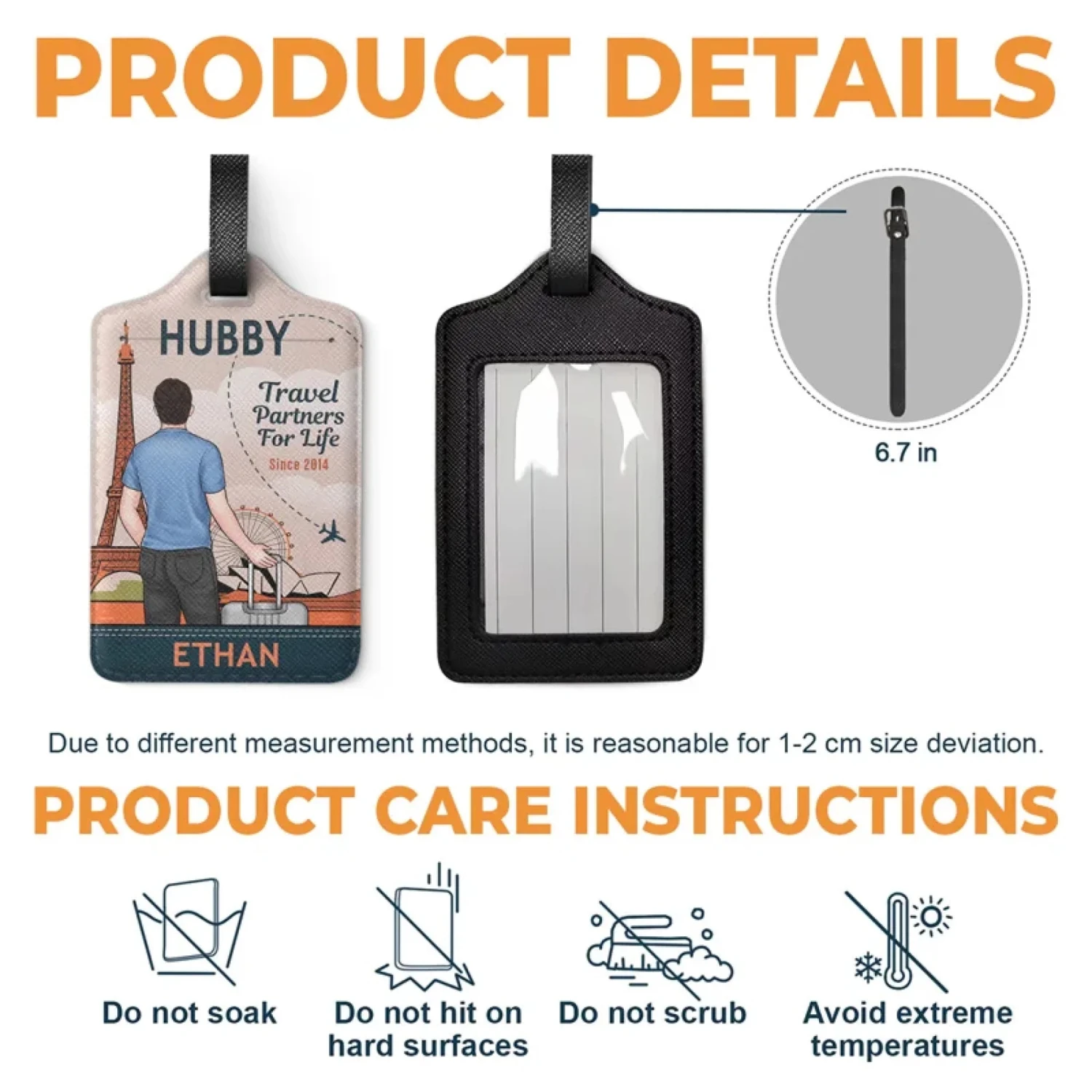 Our Love Takes Us Everywhere - Travel Personalized Custom Combo 2 Luggage Tags - Holiday Vacation Gift, Gift For Adventure Travel Lovers, Husband Wife, Anniversary 4 Our Love Takes Us Everywhere - Travel Personalized Custom Combo 2 Luggage Tags - Holiday Vacation Gift, Gift For Adventure Travel Lovers, Husband Wife, Anniversary - Image 4