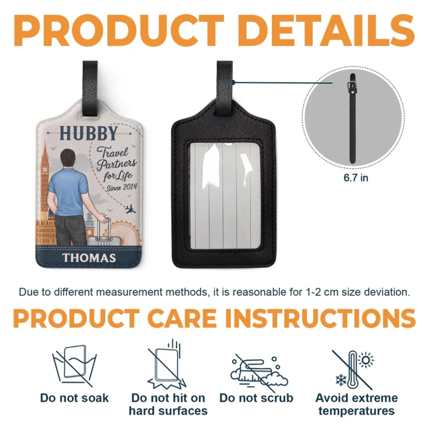 Hand In Hand, We Travel Through Life - Travel Personalized Custom Combo 2 Luggage Tags - Holiday Vacation Gift, Gift For Adventure Travel Lovers, Husband Wife, Anniversary 4 Hand In Hand, We Travel Through Life - Travel Personalized Custom Combo 2 Luggage Tags - Holiday Vacation Gift, Gift For Adventure Travel Lovers, Husband Wife, Anniversary - Image 4