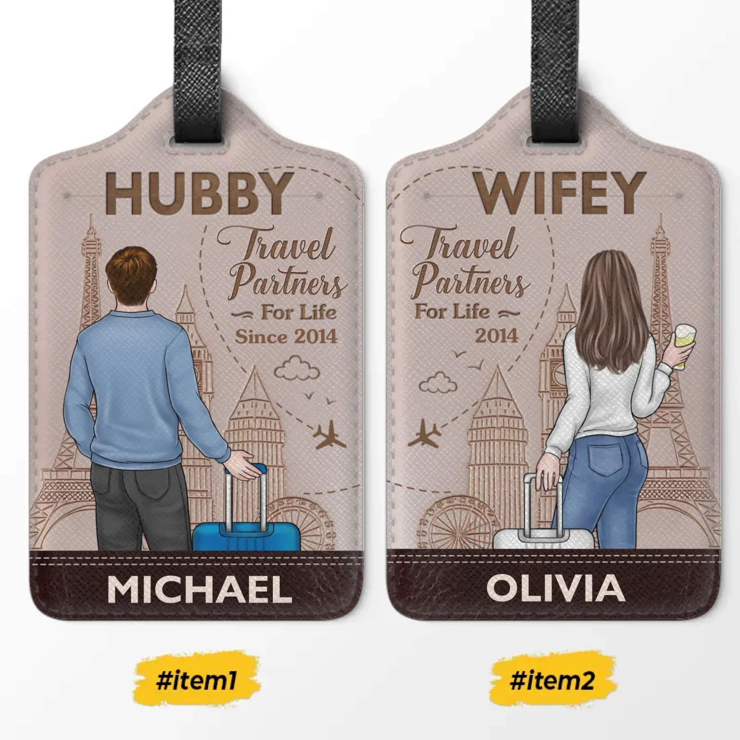 Life’s Journey Is Sweeter When Shared With You - Travel Personalized Custom Combo 2 Luggage Tags - Holiday Vacation Gift, Gift For Adventure Travel Lovers, Husband Wife, Anniversary 2 Life’s Journey Is Sweeter When Shared With You - Travel Personalized Custom Combo 2 Luggage Tags - Holiday Vacation Gift, Gift For Adventure Travel Lovers, Husband Wife, Anniversary - Image 2
