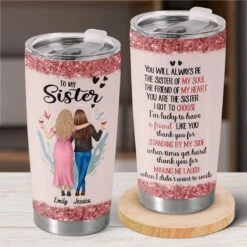 The Sister Of My Soul - Bestie Personalized Custom Tumbler - Gift For Best Friends, BFF, Sisters