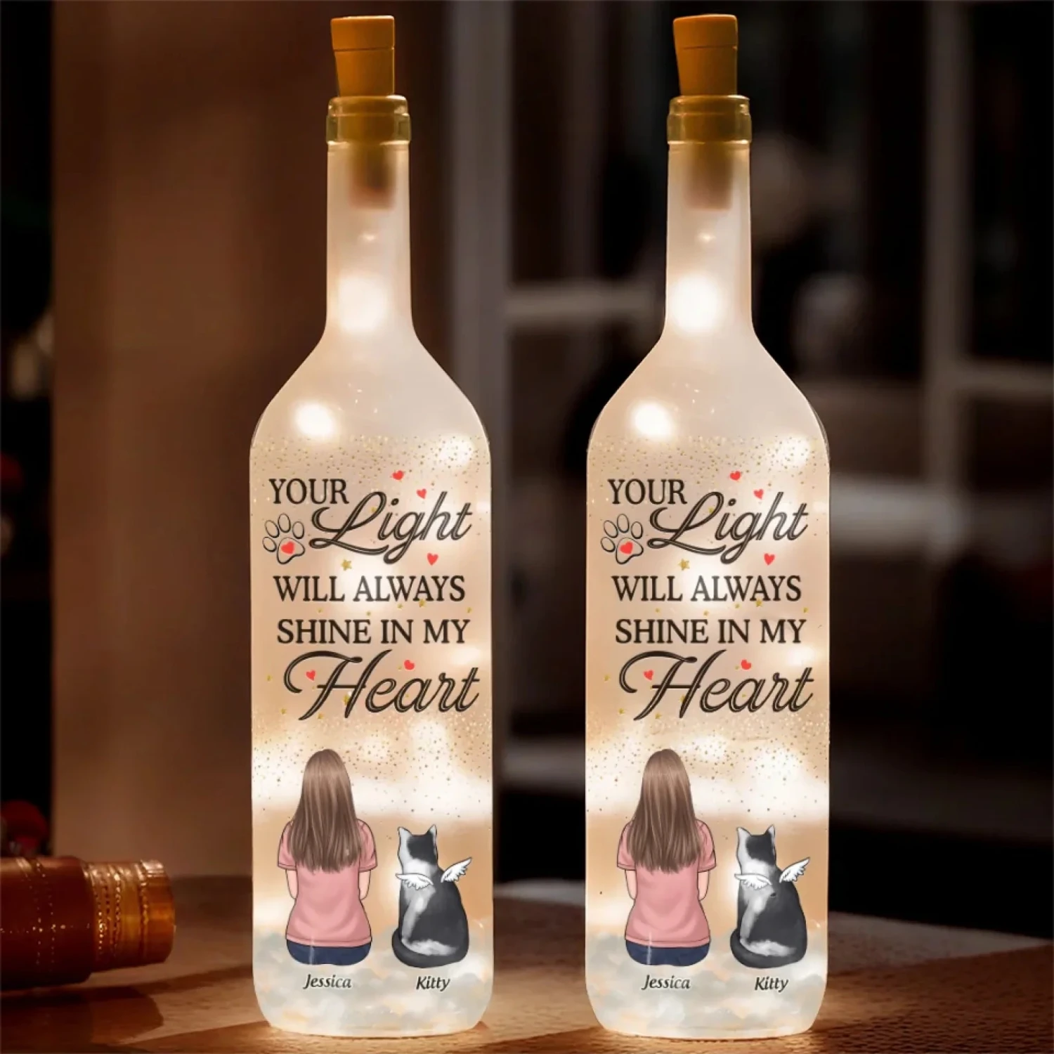 Wagging Tails In Heaven - Memorial Personalized Custom Bottle Lamp - Sympathy Gift For Pet Owners, Pet Lovers 1 Wagging Tails In Heaven - Memorial Personalized Custom Bottle Lamp - Sympathy Gift For Pet Owners, Pet Lovers