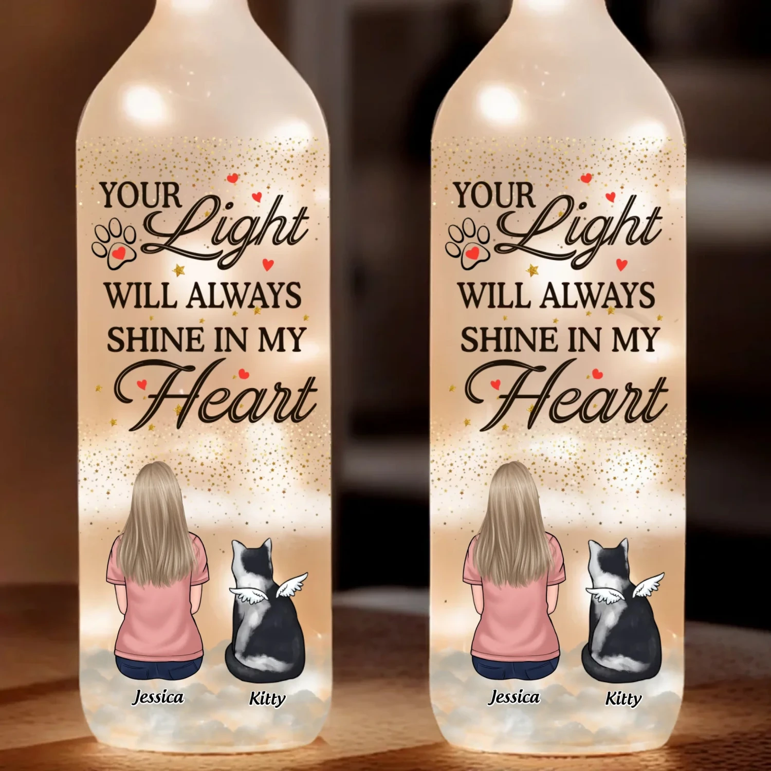 Wagging Tails In Heaven - Memorial Personalized Custom Bottle Lamp - Sympathy Gift For Pet Owners, Pet Lovers 2 Wagging Tails In Heaven - Memorial Personalized Custom Bottle Lamp - Sympathy Gift For Pet Owners, Pet Lovers - Image 2