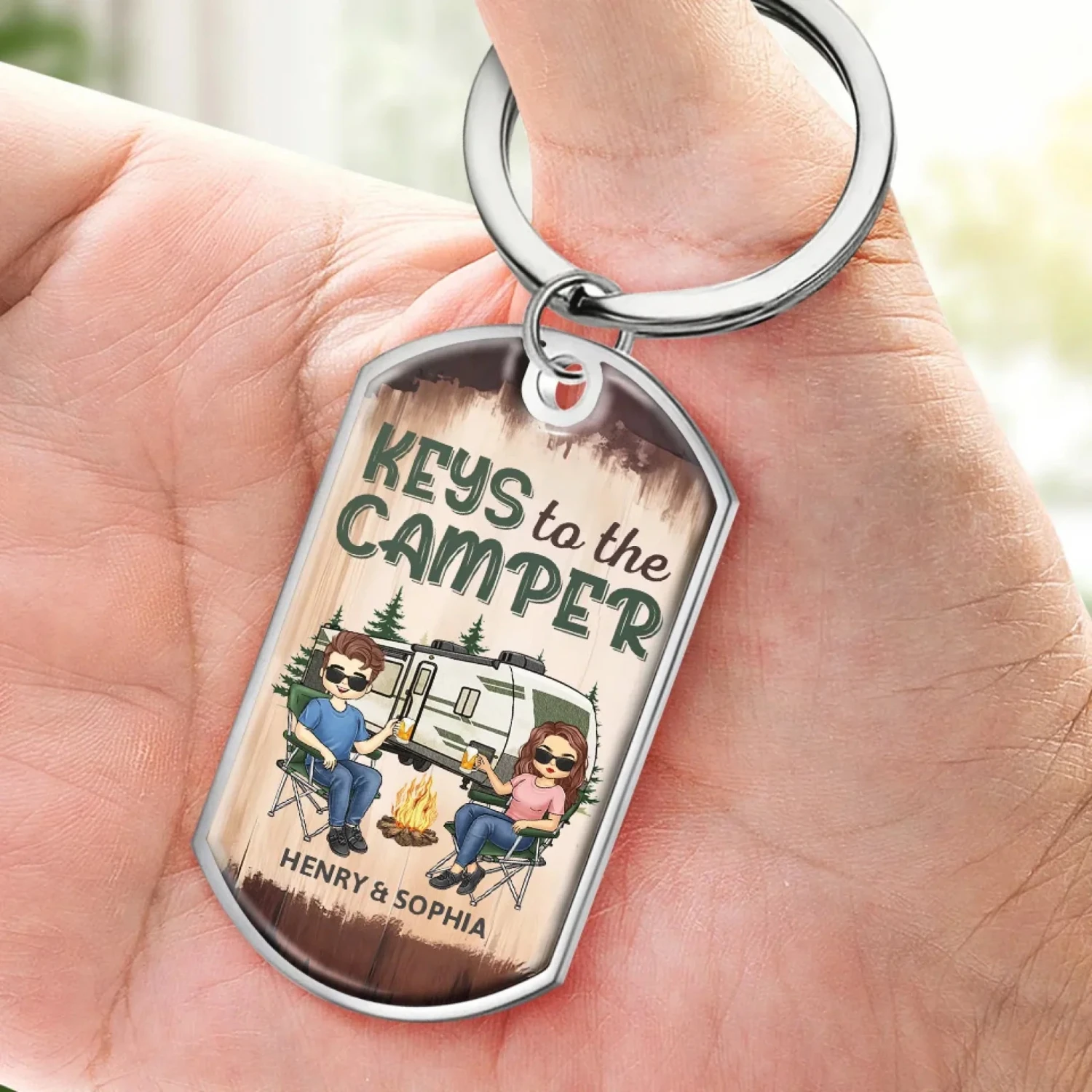 Keys To The Camper - Camping Personalized Custom Keychain - Gift For Couple, Husband Wife, Camping Lovers 3 Keys To The Camper - Camping Personalized Custom Keychain - Gift For Couple, Husband Wife, Camping Lovers - Image 3