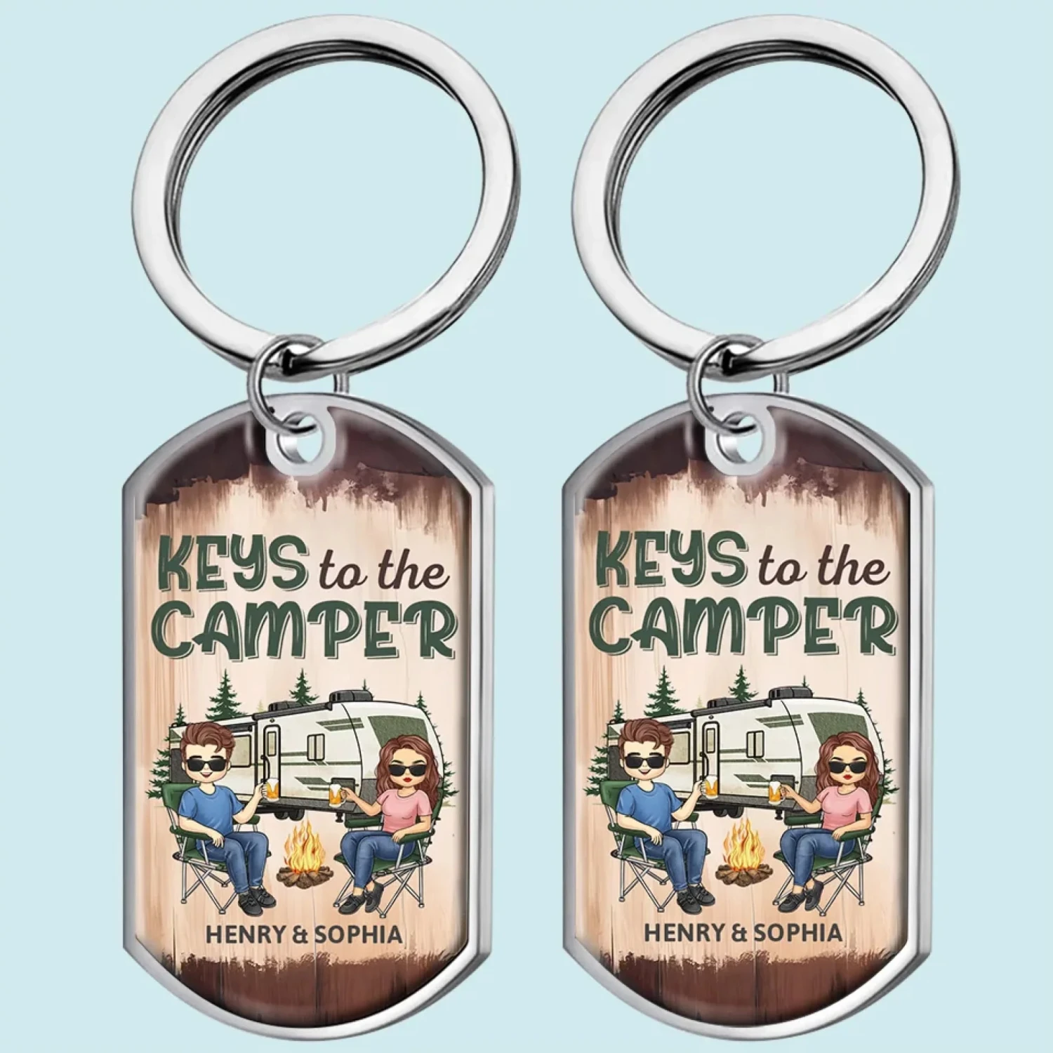 Keys To The Camper - Camping Personalized Custom Keychain - Gift For Couple, Husband Wife, Camping Lovers 1 Keys To The Camper - Camping Personalized Custom Keychain - Gift For Couple, Husband Wife, Camping Lovers