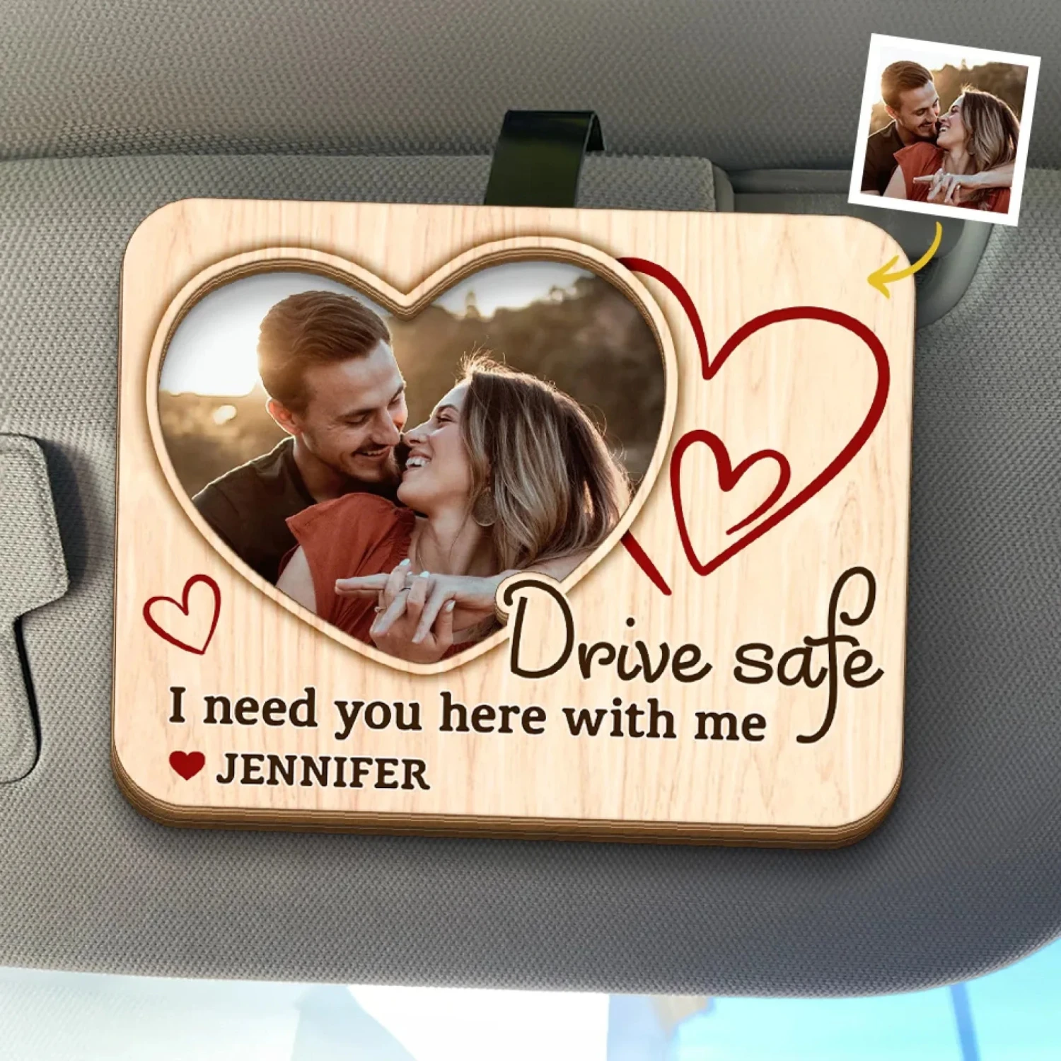 Custom Photo I Need You Here With Me - Couple Personalized Custom Car Visor Clip - Gift For Husband Wife, Anniversary 1 Custom Photo I Need You Here With Me - Couple Personalized Custom Car Visor Clip - Gift For Husband Wife, Anniversary