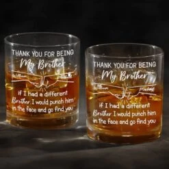 Thank You For Being My Brother - Family Personalized Custom Whiskey Glass - Gift For Family Members -Pawfect House Store 67a31aa6188a8