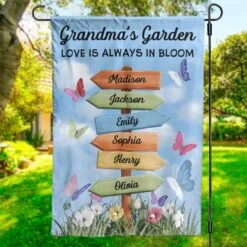A Grandma’s Heart Is A Patchwork Of Love - Family Personalized Custom Flag - Mother's Day, Gift For Mom, Grandma